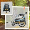 RIMORCHIO BICI PER BAMBINI E PASSEGGINO 2 IN 1 CON CINTURA TASCHE E BANDIERINA BLU