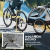 RIMORCHIO BICI PER BAMBINI E PASSEGGINO 2 IN 1 CON CINTURA TASCHE E BANDIERINA BLU