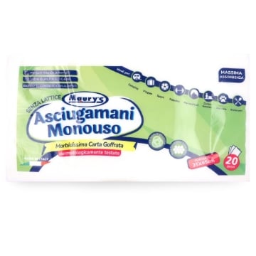 MAURY'S ASCIUGAMANI MONOUSO CARTA GOFFRATA MORBIDA 20PZ 35X65 CM