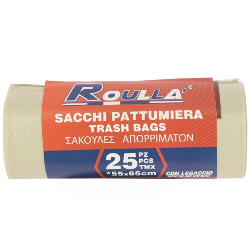 SACCHETTO PATTUMIERA CON LEGACCIO AMBRA 55X65 CM 25PZ 