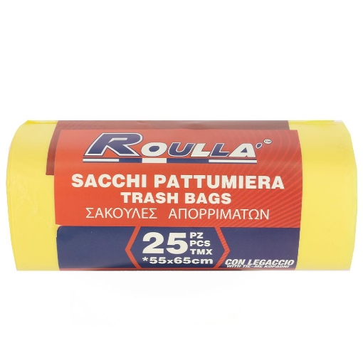 SACCHETTO PATTUMIERA CON LEGACCIO GIALLO 55X65 CM 25PZ 