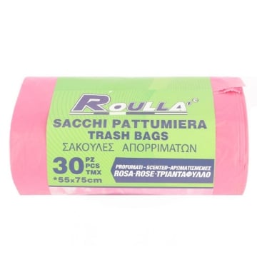 SACCHETTO PATTUMIERA PROFUMATO E MANIGLIA SHOPPER ROSA 55X75 CM 30PZ