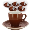 SET DA 6 TAZZINE CAFFE' CON PIATTINO MARRONI MOKA 88 CC 6 X 6,5H CM