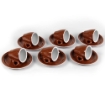 SET DA 6 TAZZINE CAFFE' CON PIATTINO MARRONI MOKA 88 CC 6 X 6,5H CM