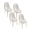 MAURY'S SET 4 SEDIE IMBOTTITE TEDDY IN TESSUTO BIANCO CON GAMBE ORO 44X48X88 CM 