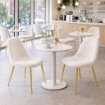 MAURY'S SET 4 SEDIE IMBOTTITE TEDDY IN TESSUTO BIANCO CON GAMBE ORO 44X48X88 CM 