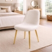 MAURY'S SET 4 SEDIE IMBOTTITE TEDDY IN TESSUTO BIANCO CON GAMBE ORO 44X48X88 CM 