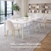 MAURY'S SET 4 SEDIE IMBOTTITE TEDDY IN TESSUTO BIANCO CON GAMBE ORO 44X48X88 CM 