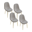 MAURY'S SET 4 SEDIE IMBOTTITE TEDDY IN TESSUTO GRIGIO CON GAMBE ORO 44X48X88 CM 