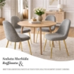 MAURY'S SET 4 SEDIE IMBOTTITE TEDDY IN TESSUTO GRIGIO CON GAMBE ORO 44X48X88 CM 