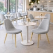 MAURY'S SET 4 SEDIE IMBOTTITE TEDDY IN TESSUTO GRIGIO CON GAMBE ORO 44X48X88 CM 