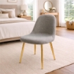 MAURY'S SET 4 SEDIE IMBOTTITE TEDDY IN TESSUTO GRIGIO CON GAMBE ORO 44X48X88 CM 