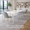 MAURY'S SET 4 SEDIE IMBOTTITE TEDDY IN TESSUTO GRIGIO CON GAMBE ORO 44X48X88 CM 