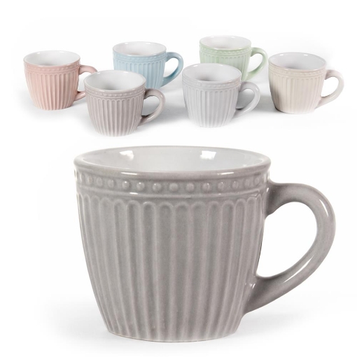 SET 6 TAZZINE PASTEL DA CAFFÈ CON MANICO 90 ML 6 X 5,5H CM