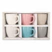 SET 6 TAZZINE DA CAFFÈ IN CERAMICA CON DESIGN RIGATO IN MULTICOLORE