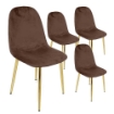 SET 4 SEDIE IN VELLUTO CON GAMBE ORO 52X44X88 CM IN COLORE MARRONE