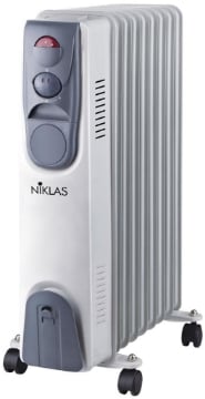 RADIATORE AD OLIO 9 ELEMENTI SELETTORE 3 POTENZE, TERMOSTATO, SPORTELLO PORTACAVO, RUOTE 2000W
