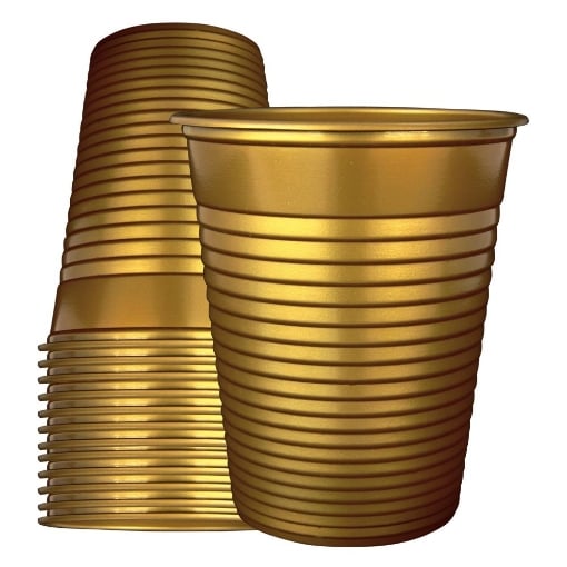 BICCHIERI DI PLASTICA DORATI NATALE SUPER RESISTENTI 200CC 50PZ