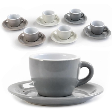 SET 6 TAZZINE DA CAFFE 85CC CON PIATTINO ASSORTITO