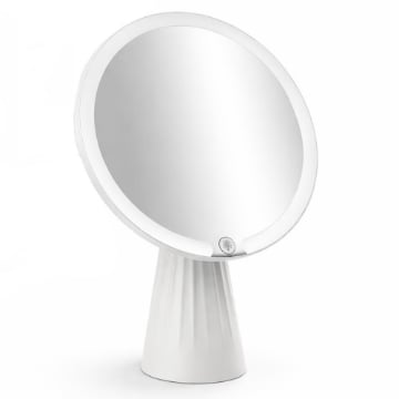 SPECCHIO INGRANDITORE LED - 3 COLORI DI LUCE, INTERRUTTORE TOUCH, REGOLAZIONE CONTINUA, DA TAVOLO, 17 X 27 CM - RICARICA DA USB 