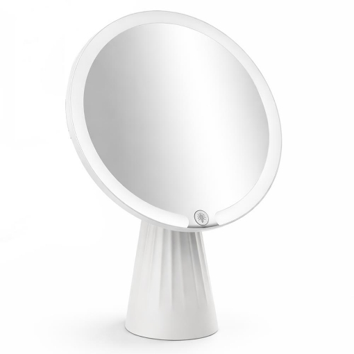 SPECCHIO INGRANDITORE LED - 3 COLORI DI LUCE, INTERRUTTORE TOUCH, REGOLAZIONE CONTINUA, DA TAVOLO, 17 X 27 CM - RICARICA DA USB 
