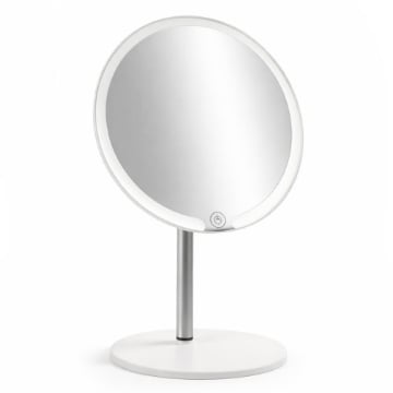 SPECCHIO INGRANDITORE LED - 3 COLORI DI LUCE, INTERRUTTORE TOUCH, REGOLAZIONE CONTINUA, DA TAVOLO, 22 X 33 CM - RICARICA DA USB 