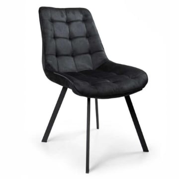 POLTRONA DI VELLUTO IMBOTTITA NERA GAMBE IN METALLO NERO 53X43X85 CM