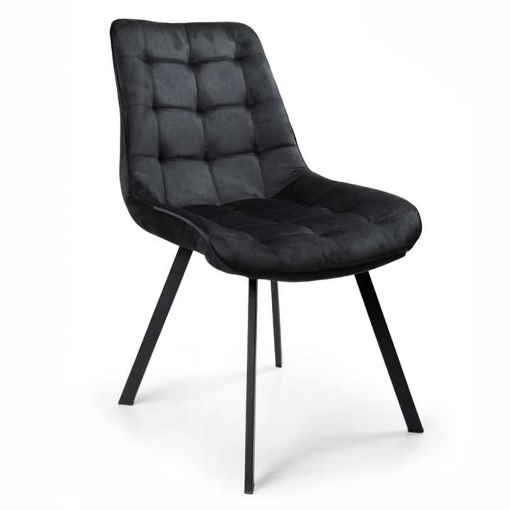 POLTRONA DI VELLUTO IMBOTTITA NERA GAMBE IN METALLO NERO 53X43X85 CM