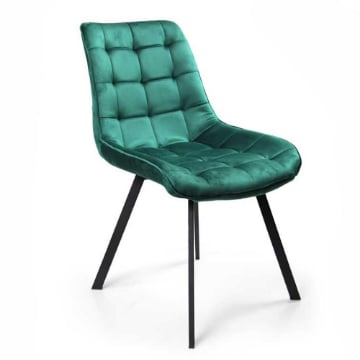 POLTRONA DI VELLUTO IMBOTTITA VERDE GAMBE IN METALLO NERO 53X43X85 CM