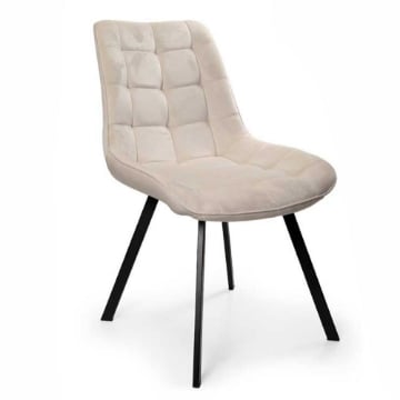 POLTRONA DI VELLUTO IMBOTTITA BEIGE GAMBE IN METALLO NERO 53X43X85 CM