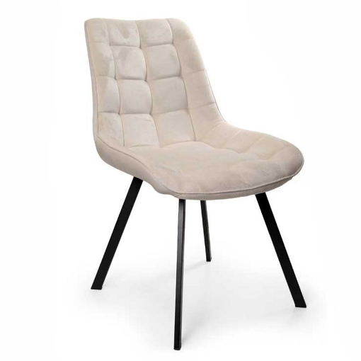 POLTRONA DI VELLUTO IMBOTTITA BEIGE GAMBE IN METALLO NERO 53X43X85 CM