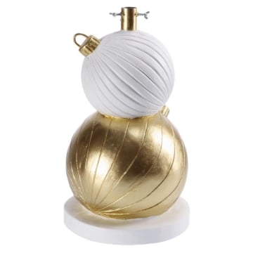 MAURY'S BASE SUPPORTO ALBERO DI NATALE CON PALLINE BIANCA E ORO Ø 32X58H CM 