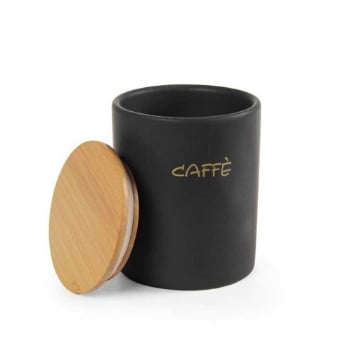BARATTOLO PER CAFFÈ TONDO 10X13 CM CON TAPPO ERMETICO IN LEGNO COLORE NERO ARTICOLO USATO