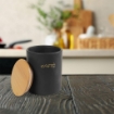 BARATTOLO PER CAFFÈ TONDO 10X13 CM CON TAPPO ERMETICO IN LEGNO COLORE NERO ARTICOLO USATO