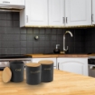 BARATTOLO PER CAFFÈ TONDO 10X13 CM CON TAPPO ERMETICO IN LEGNO COLORE NERO ARTICOLO USATO