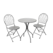 SET DA GIARDINO CON 2 SEDIE E 1 TAVOLO IN METALLO COLORE GRIGIO
