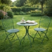 SET DA GIARDINO CON 1 TAVOLO E DUE SEDIE IN METALLO COLORE VERDE