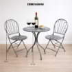 SET DA GIARDINO CON 2 SEDIE E 1 TAVOLO IN METALLO COLORE GRIGIO