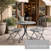 SET DA GIARDINO CON 2 SEDIE E 1 TAVOLO IN METALLO COLORE GRIGIO