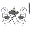 SET TAVOLO + 2 SEDIE IN METALLO GRIGIO SCURO PIEGHEVOLE PER GIARDINO