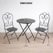 SET TAVOLO + 2 SEDIE IN METALLO GRIGIO SCURO PIEGHEVOLE PER GIARDINO