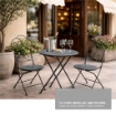 SET TAVOLO + 2 SEDIE IN METALLO GRIGIO SCURO PIEGHEVOLE PER GIARDINO