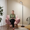 LAMPADA DA TERRA LED CON TELECOMANDO, TESTA GIREVOLE, REGOLAZIONE LUMINOSITÓ E TEMPERATURA, NERO