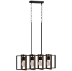 LAMPADARIO A SOSPENSIONE RUSTICO CON 4 CORNICI GIREVOLI E CATENA REGOLABILE, 80X21X90-130 CM, NERO E MARRONE
