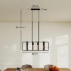 LAMPADARIO A SOSPENSIONE RUSTICO CON 4 CORNICI GIREVOLI E CATENA REGOLABILE, 80X21X90-130 CM, NERO E MARRONE