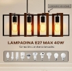 LAMPADARIO A SOSPENSIONE RUSTICO CON 4 CORNICI GIREVOLI E CATENA REGOLABILE, 80X21X90-130 CM, NERO E MARRONE