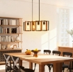 LAMPADARIO A SOSPENSIONE RUSTICO CON 4 CORNICI GIREVOLI E CATENA REGOLABILE, 80X21X90-130 CM, NERO E MARRONE