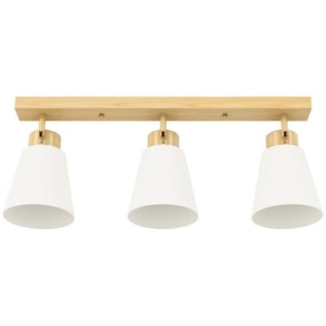 LAMPADARIO DA SOFFITTO CON 3 PUNTI LUCE REGOLABILI A 90¦ E ATTACCHI E27, COLORE LEGNO