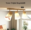 LAMPADARIO DA SOFFITTO CON 3 PUNTI LUCE REGOLABILI A 90¦ E ATTACCHI E27, COLORE LEGNO