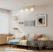 LAMPADARIO DA SOFFITTO CON 3 PUNTI LUCE REGOLABILI A 90¦ E ATTACCHI E27, COLORE LEGNO